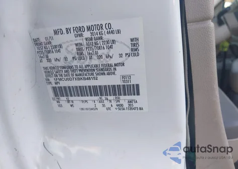 2011 Ford Escape Xlt from USA, damaged, VIN 1FMCU0D7XBKB48152